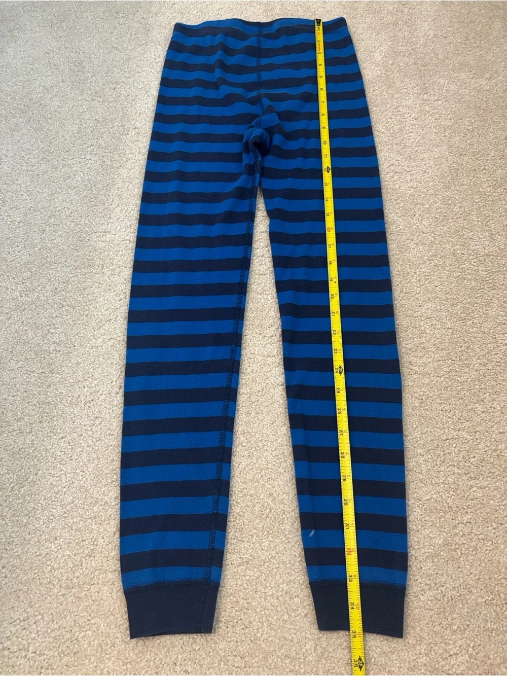 Hanna Andersson Blue/Navy striped Long John Pajamas In Organic Cotton size 150